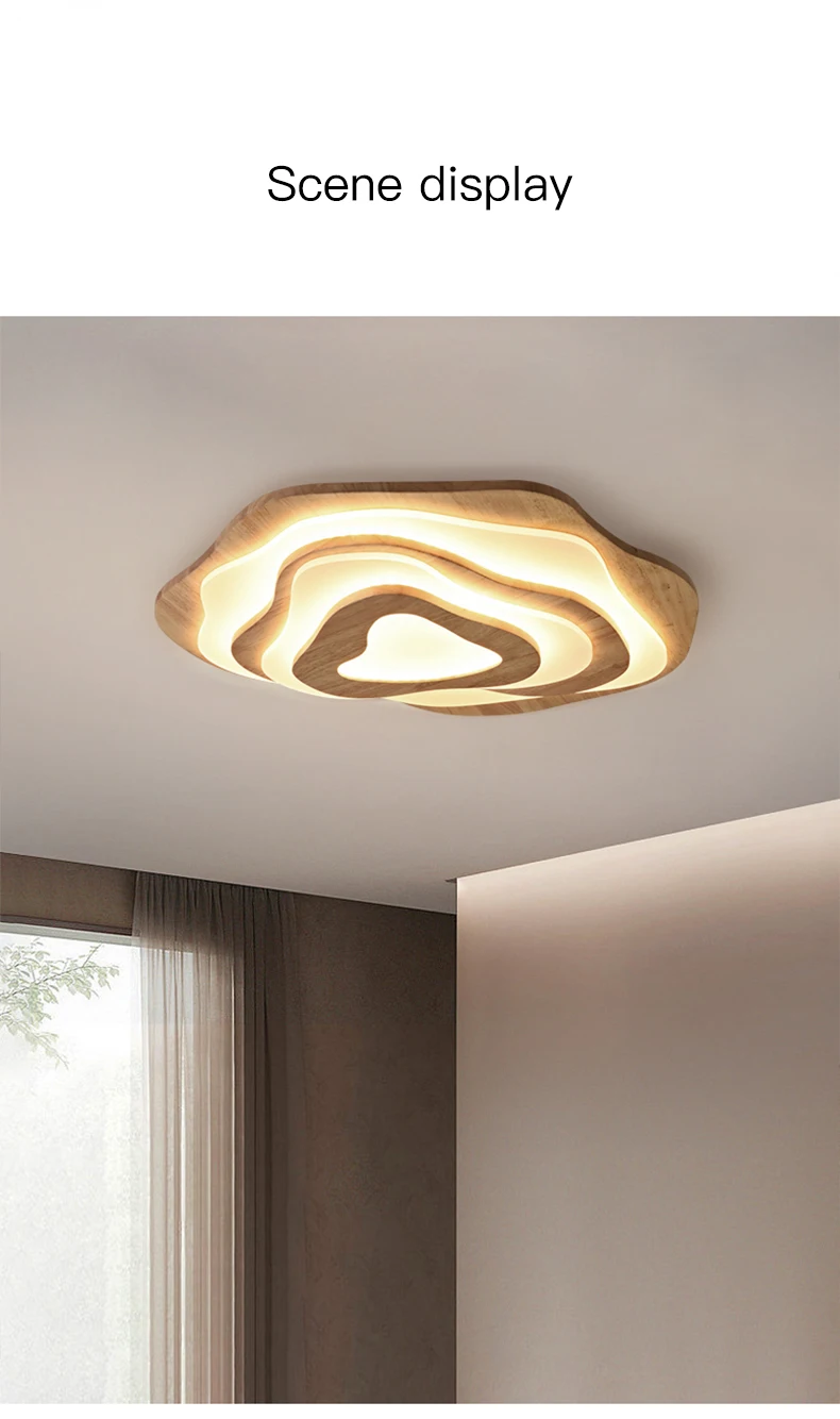 Lámpara de techo LED de madera nórdica moderna para sala de estar, dormitorio, Chalet, comedor, cocina, Control remoto