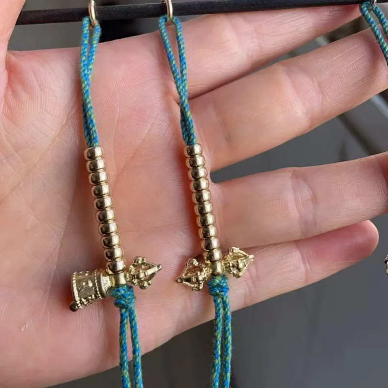 Tibetan Handmade Cotton Silver Counter Lotus Vajra 108 Beads Wenwan Buddha Mala Side Hanging DIY Accessory Unique Fine Top Gift