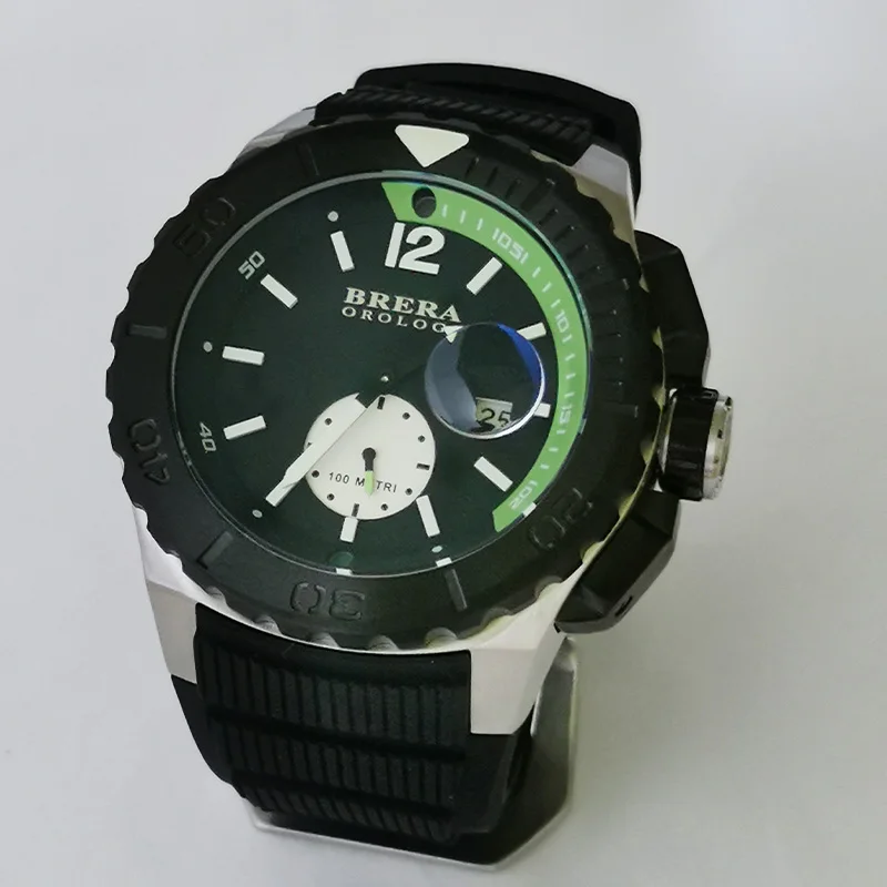 48mm Men's Watch Quartz 100M Diving Watch Sapphire-Coated Glass Stainless Steel Watch Night Light Rubber Strap Vacuum Plating