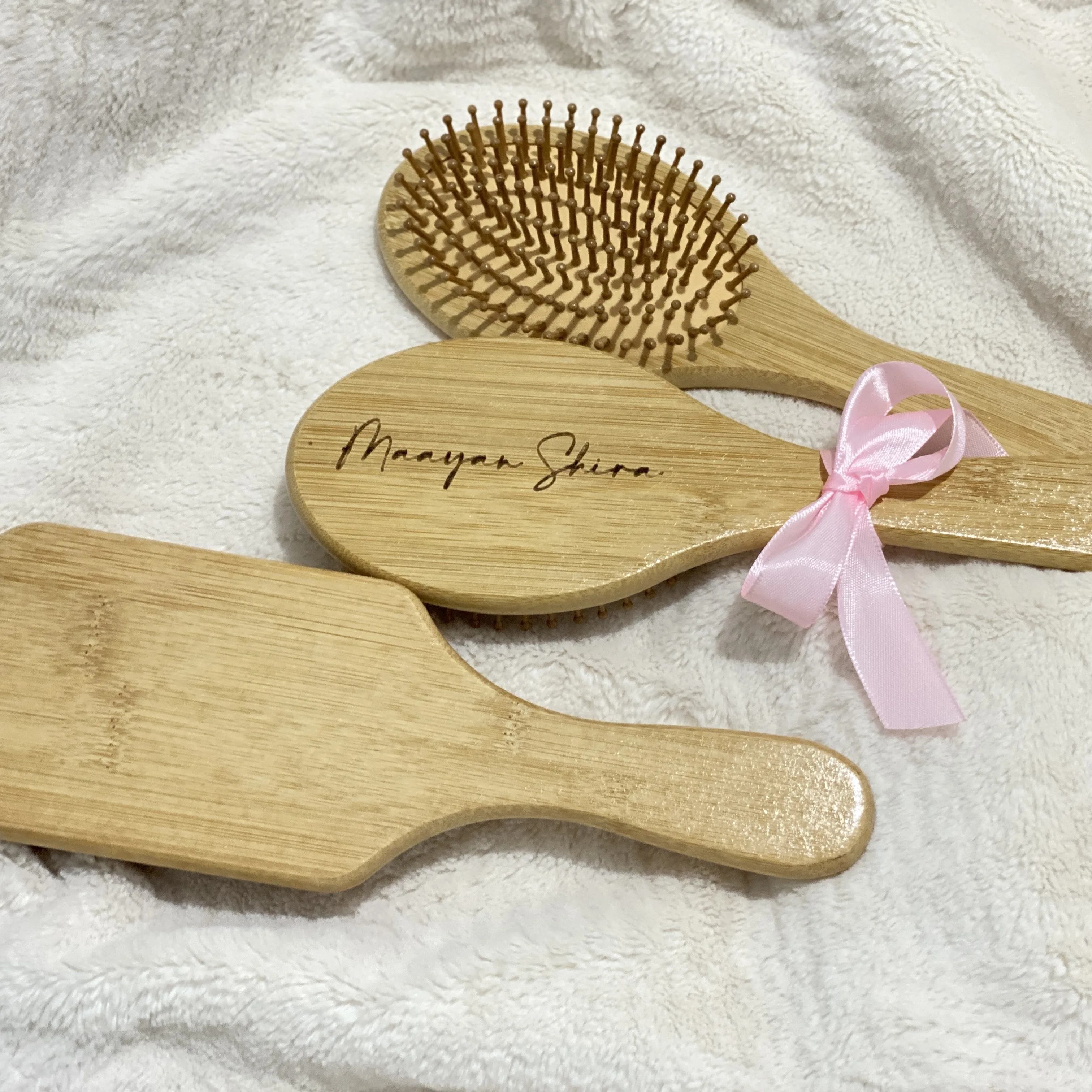 Personalized Hair Brush with Name Engraved for Women, Wooden Brush, Birth Month Flower, Birthday Gift for Teenage Girl,