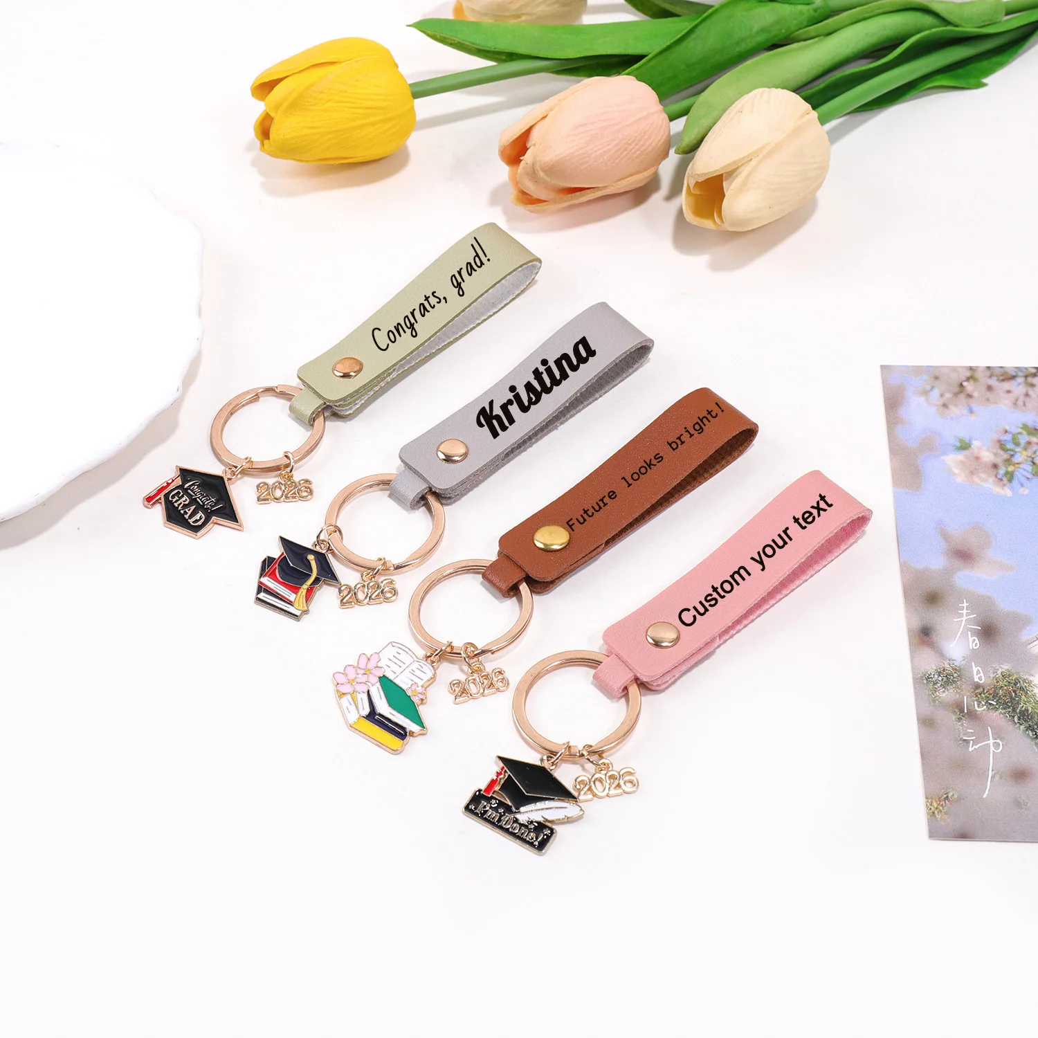 

Graduation Season Custom Text Keychain Personalized Name Key Chain Laser Engraving Graduation Gift Customized Text Key Ring