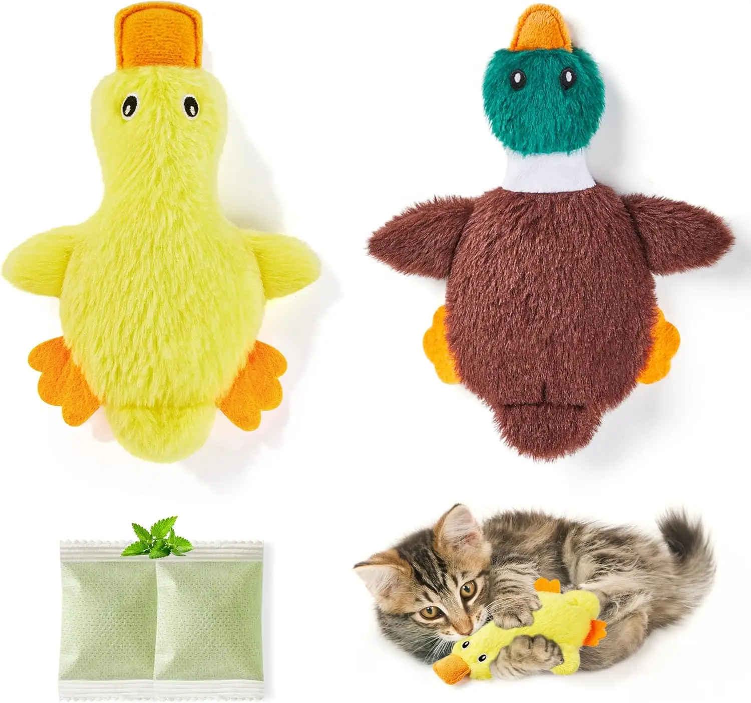 

Игрушки для кошек с шуршащим звуком, 2 шт., без наполнителя, не оставляющие мусора, для игр в помещении, прочные интерактивные игрушки для котят, устойчивые к укусам