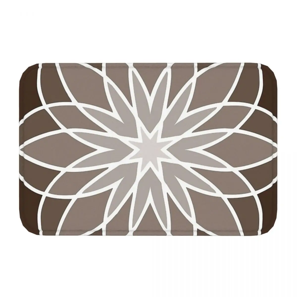 Shades Of Brown Floral Pattern Non-slip Doormat Living Room MatGeometric Patterns Hallway Carpet Welcome Rug Indoor Decorative