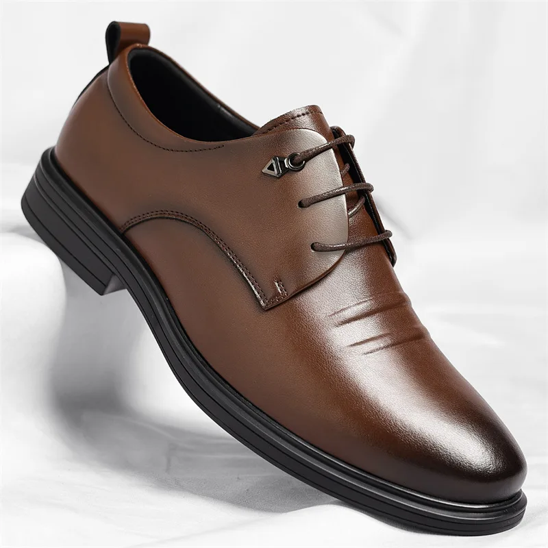 

Men's leather shoes with hand-scratched patterns, business formal leather shoes, commuting, trendy and comfortable dress shoes