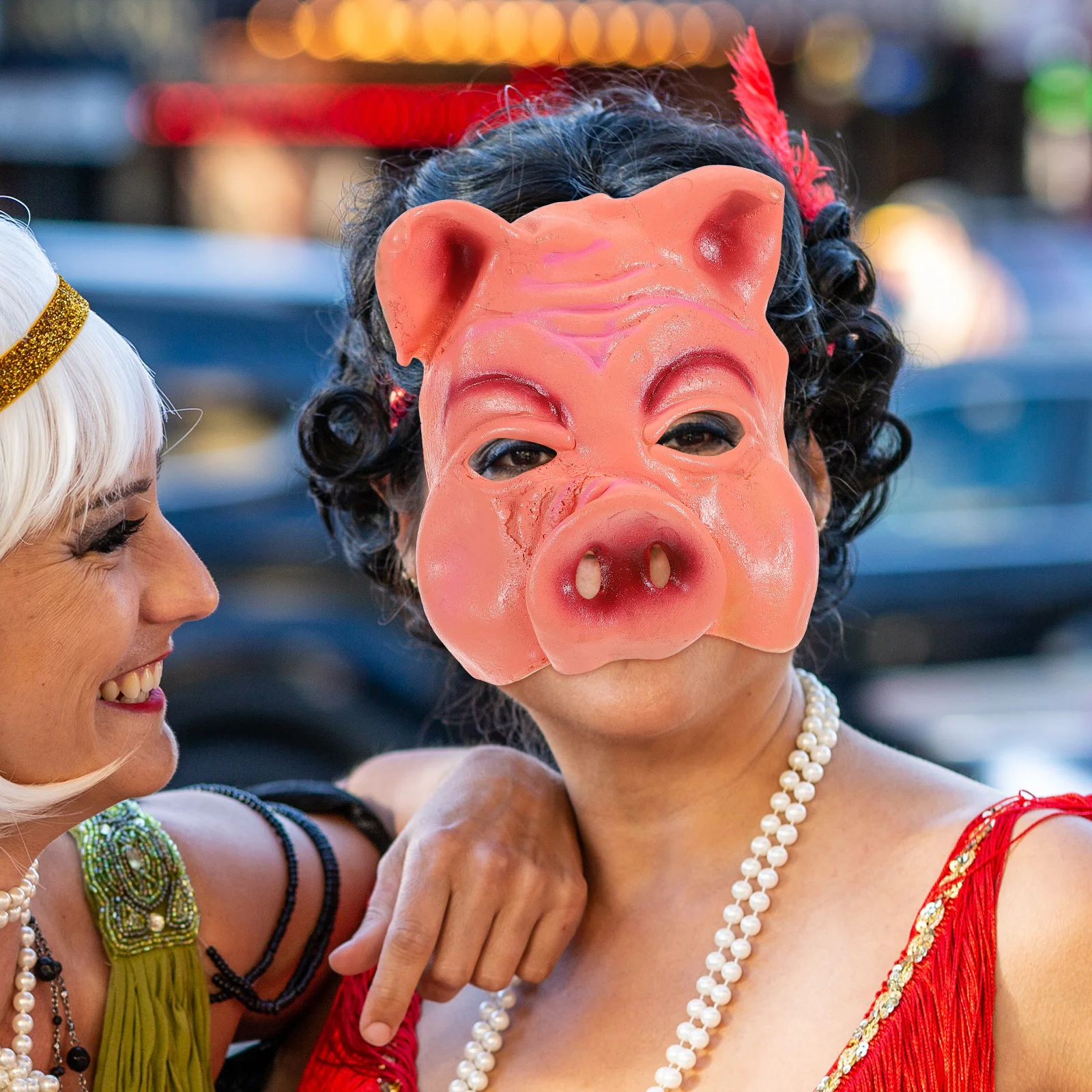 

Realistic Pig Mask Half Face Scary Halloween Costume Masquerade Funny Cosplay Props for Adults Scary Half Mask