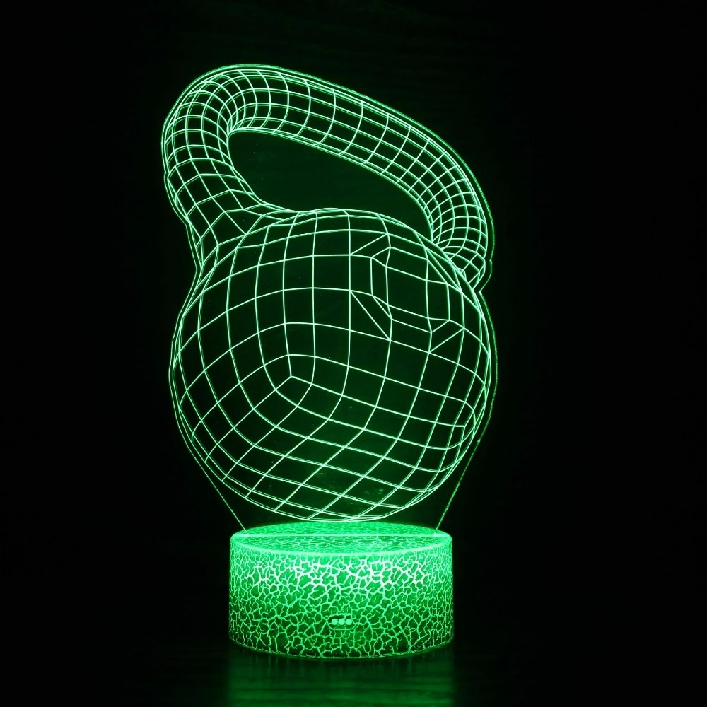 3D Kettlebell Illusion LED Night Light 7 Color Changing Abstract Decorative Lamp for Home Room Decor Birthday Christmas Gift