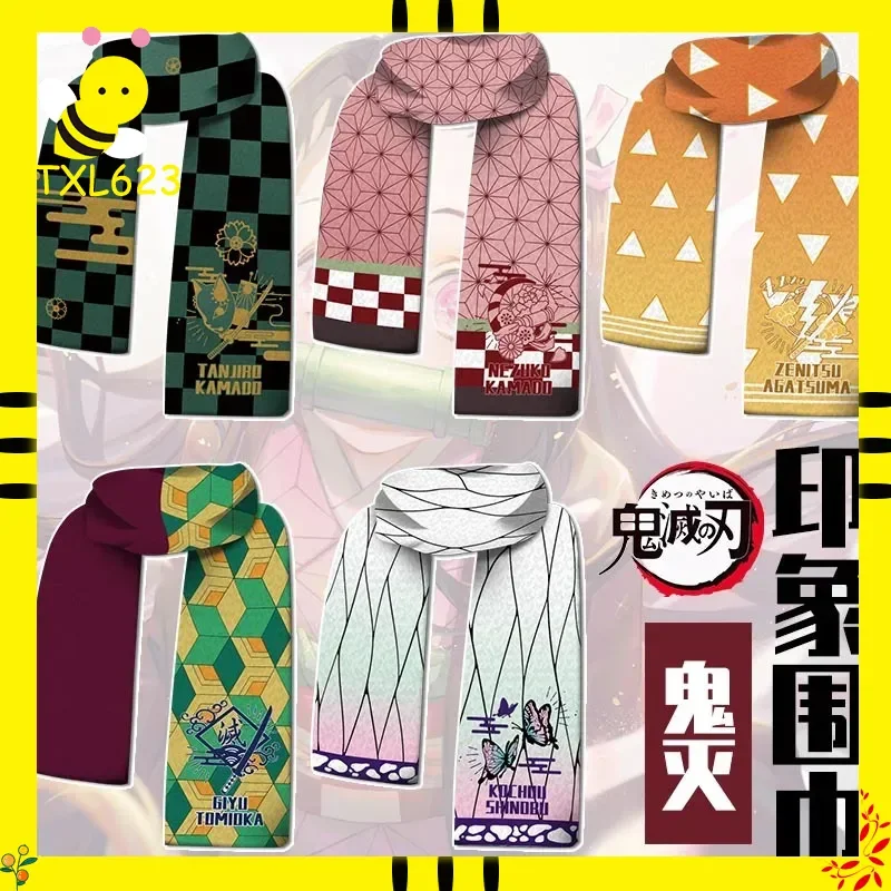 Demon Slayer Kimetsu No Yaiba Anime Scarf Winter Warm Neck Wrap Kamado Tanjirou Agatsuma Zenitsu Tomioka Giyuu Cosplay Accessory