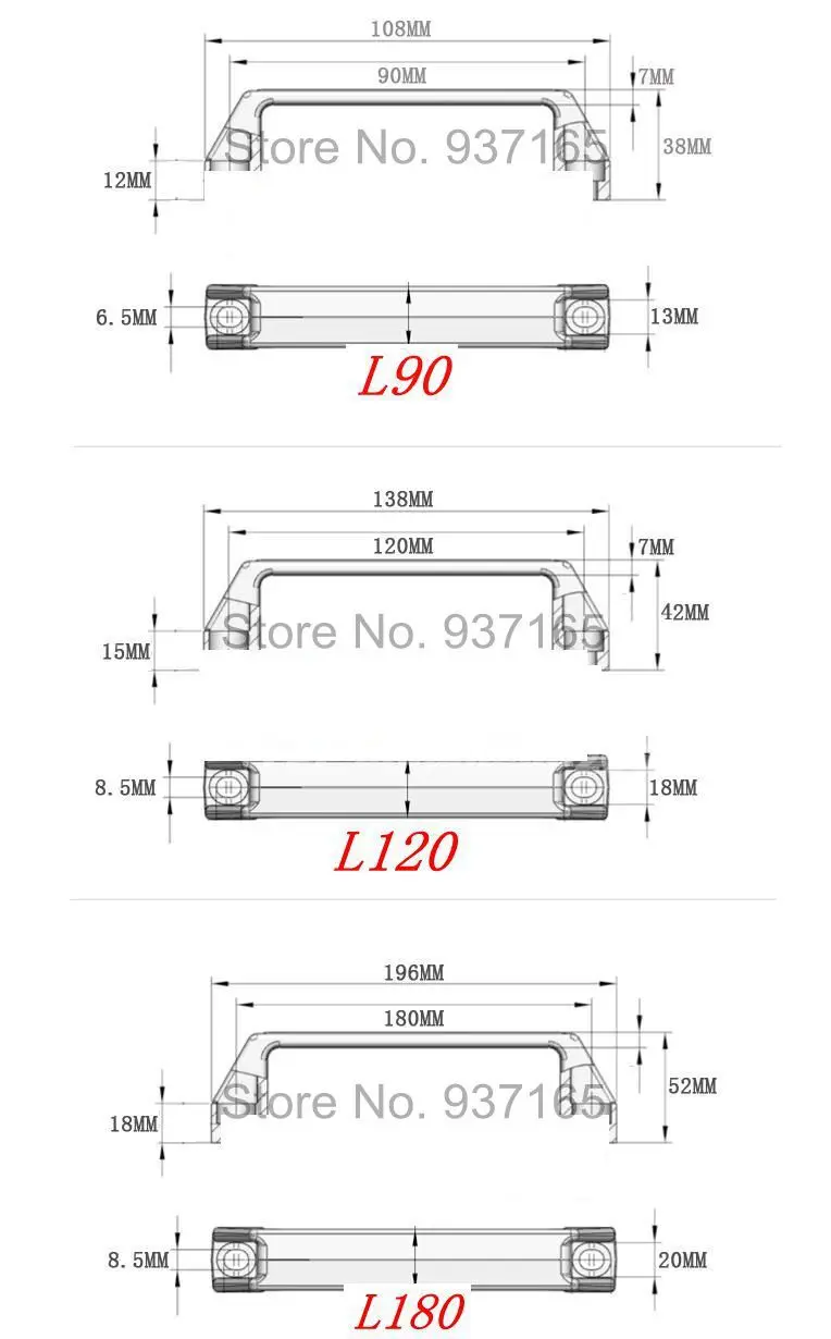 2pcs Black color  Door Handle  for Aluminum Extrusion Profile 2020/3030/4040/4545 Series