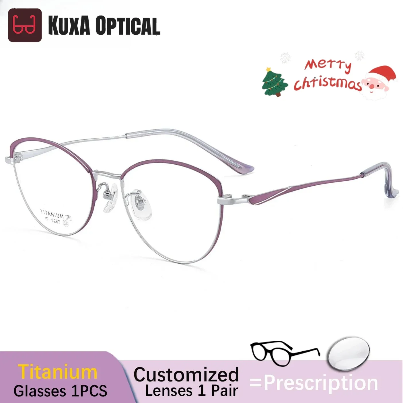 

KUXA Cat Eye Design Prescription Glasses Women Titanium Optical Glasse Myopia Lenses Hyperopia Reading Eyeglasses Progressive