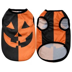 Halloween Pumpkin Print Dog Clothes For Small Medium Dogs Cats Breathable Pet T-shirt Chihuahua French Bulldog Puppy Costumes