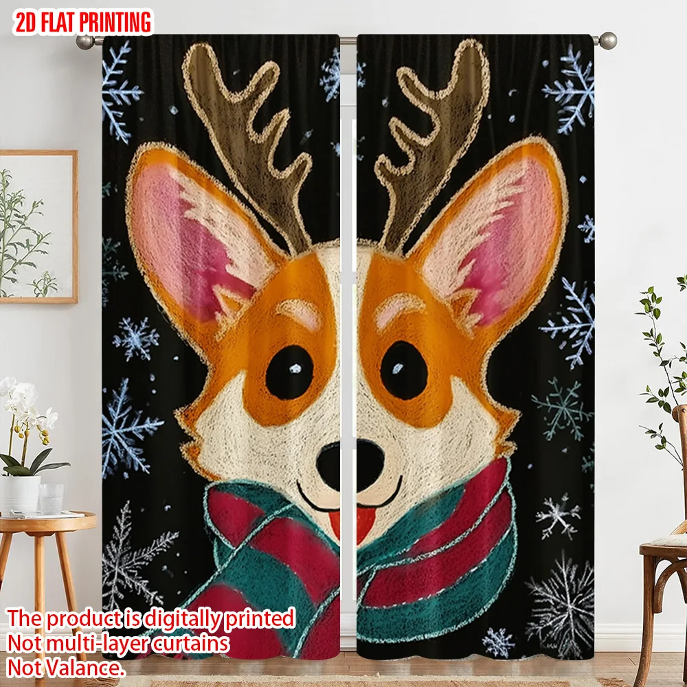 

2 шт., занавески и занавески с принтом самолета, милая собака, универсальный прочный полиэстер (без стержня), праздничный для спальни,