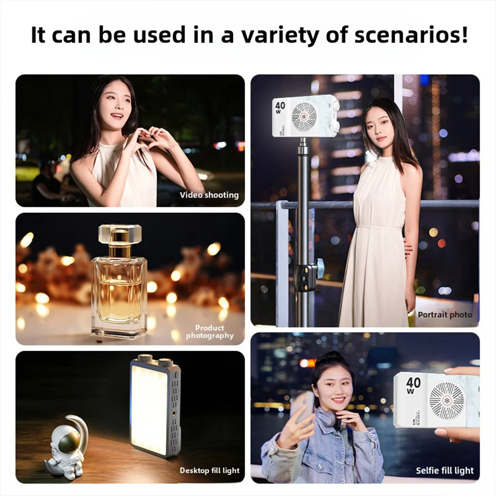 المحمولة LED الفيديو الضوئي 40W LED ضوء الكاميرا 8000 لومينز RGB الفيديو الضوئي 4400mAh قابلة للشحن التصوير الإضاءة