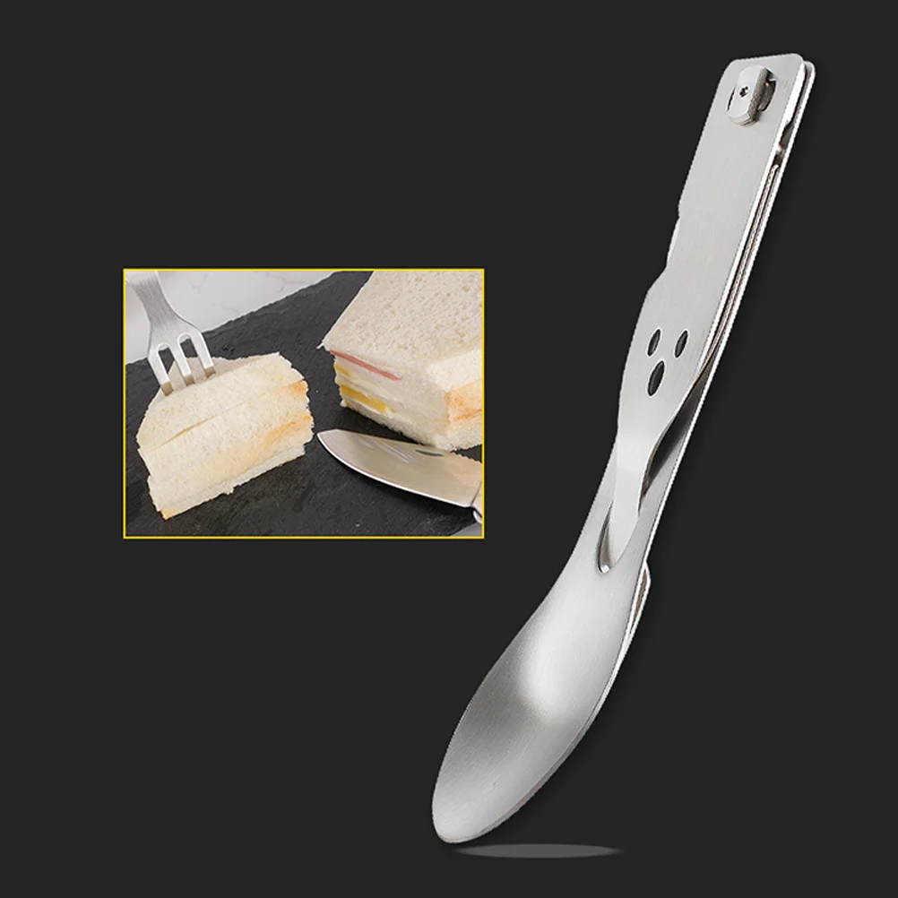 

3 in 1 Portable Cutlery Combination Multifunctional Tool Fork Spoon Combo Outdoor Camping Picnic Kitchen Utensil