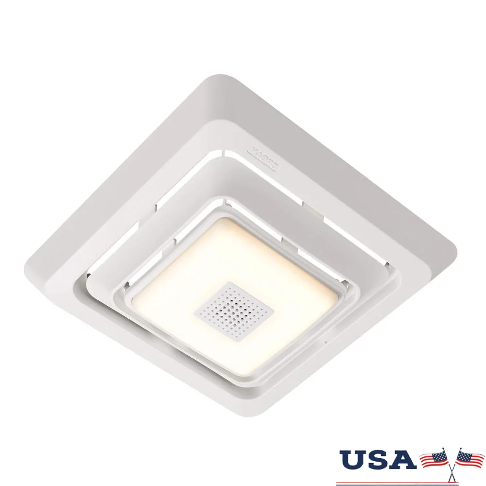 Bluetooth Speaker Bathroom Exhaust Grille Cover LED Light Bath Fan White Upgrade Easy Install Compatible Rectangle 7.5”x7.25”