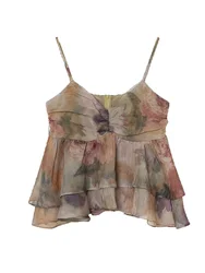 Summer Women Tie Dye French Vintage Chiffon Camisole 2000s Aesthetic Crop Top Coquette Hot Cute Core Romantic Cottage Core Gyaru