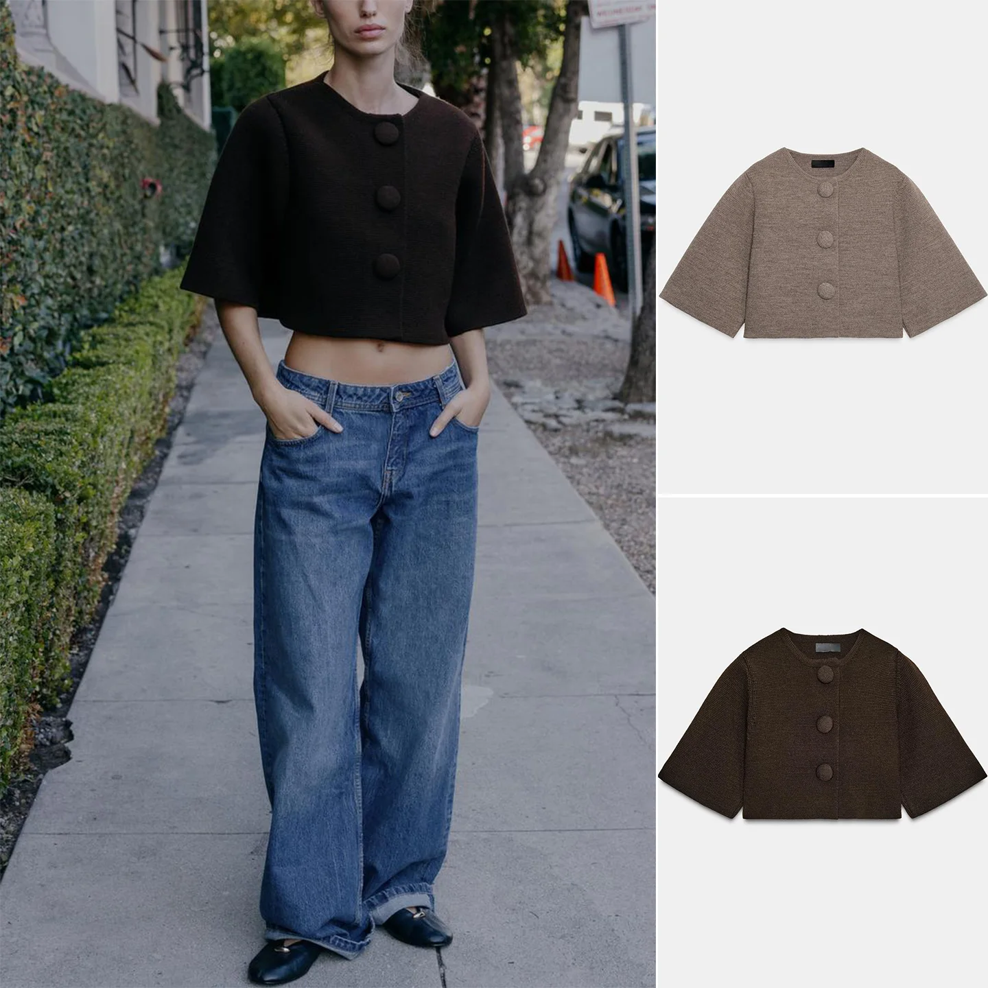 เสื้อโค้ทถักไหมพรมผู้หญิง Briti Sle ทรงกลม รุ่นใหม่ล่าสุดสำหรับฤดูหนาว ผลิตจากเส้นใยโพลีเอสเตอร์