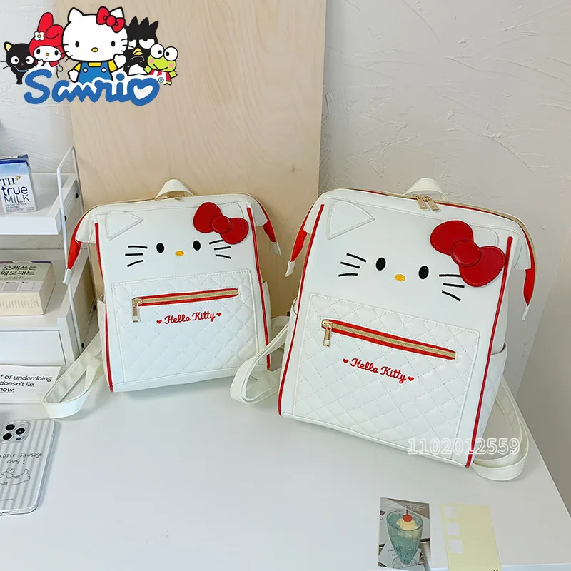 حقيبة ظهر نسائية جديدة من Hello Kitty حقيبة ظهر نسائية عصرية ذات سعة كبيرة وعالية الجودة حقيبة ظهر فاخرة غير رسمية متعددة الوظائف #1