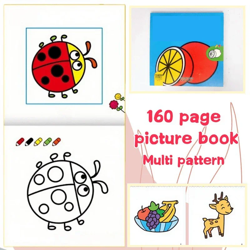 

160-Page Coloring Book Fun Interactive 160-Page Coloring Book Educational Toy Game Book Drawing Workbook