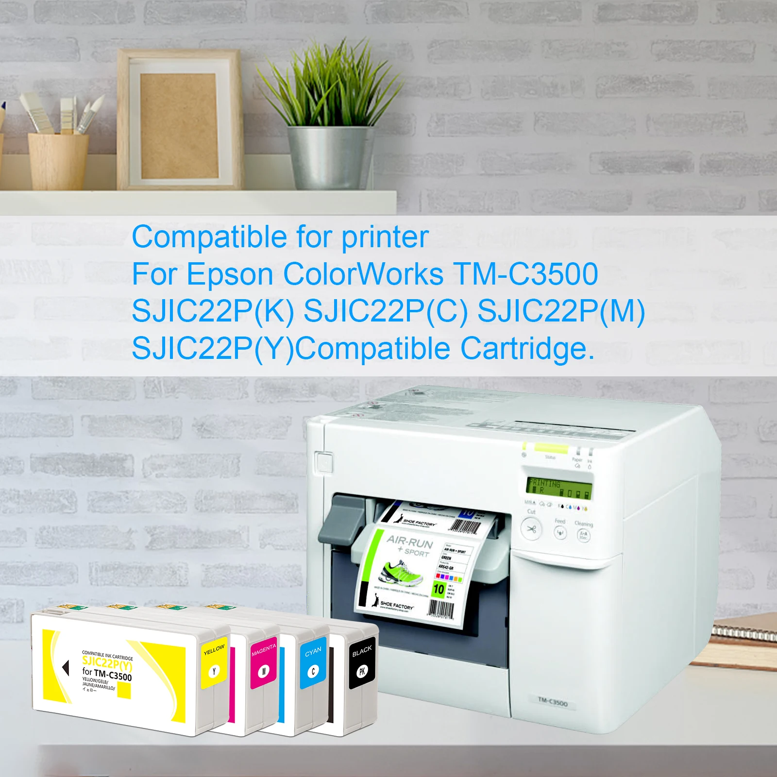 

Совместимый картридж C3500 SJIC22P для принтера серии Epson ColorWorks C3500 с пигментными чернилами для принтера этикеток с чипом