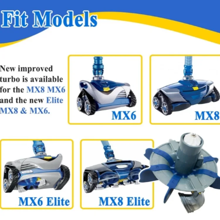 For MX6 MX8 Pool Cleaner Cyclone Scrubbing Turbine Assembly Rotating Brush
