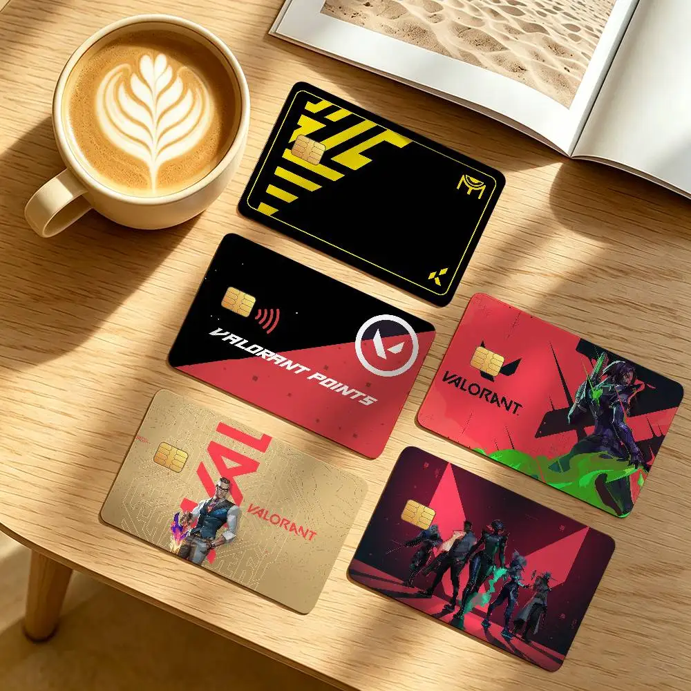 Game V-VALORANT Credit Skin Cover Card Stickers 4PCS Film Bus Pass Front Decoration Bank Debit Waterproof