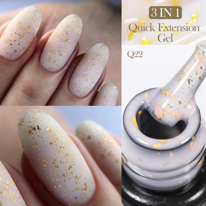 LILYCUTE 7ML Quick Extension Gel Nail Polish Gold Foils Glitter Polish Vernis Semi Permanent UV Gel Nail Art Soak Off Hard Gel