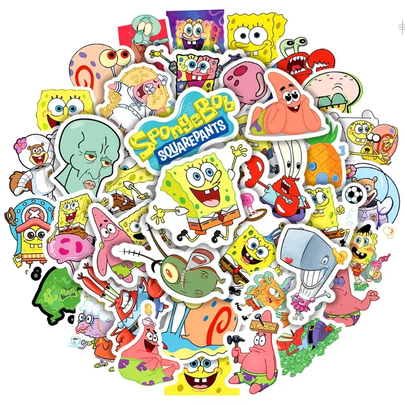 50/60PCS SpongeBob Patrick Star Sticker 3D Avatar Cartoon Anime Cute DIY Graffiti Decals Laptop Car Bike Toy Sticker for Kids