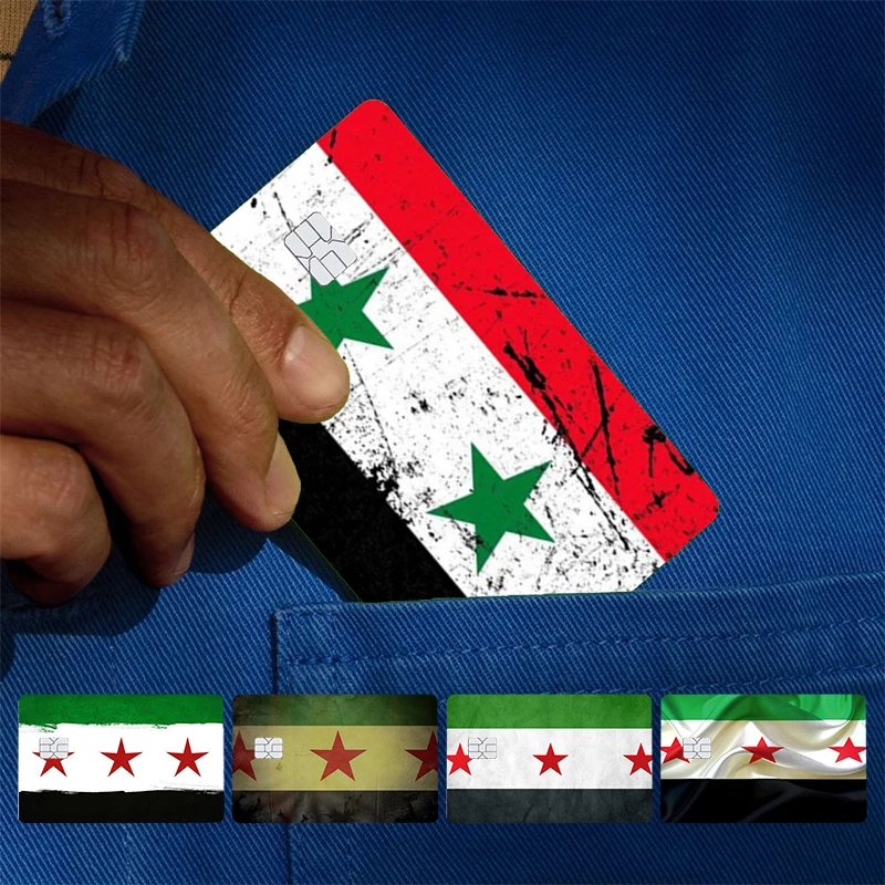 Syrian Syria Flag Cover Skin Sticker For Credit Card Bank Debit Bus Card Front Side Card holder Sleek Indie