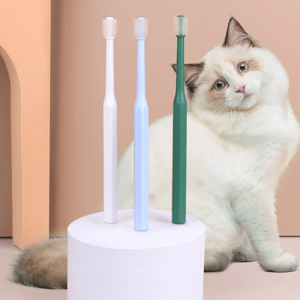 

2pcs Pet Toothbrush Small Dog Cat al Cleaning Portable Puppy Degree Ergonomic TPE Safe Comfortable Deep Clean
