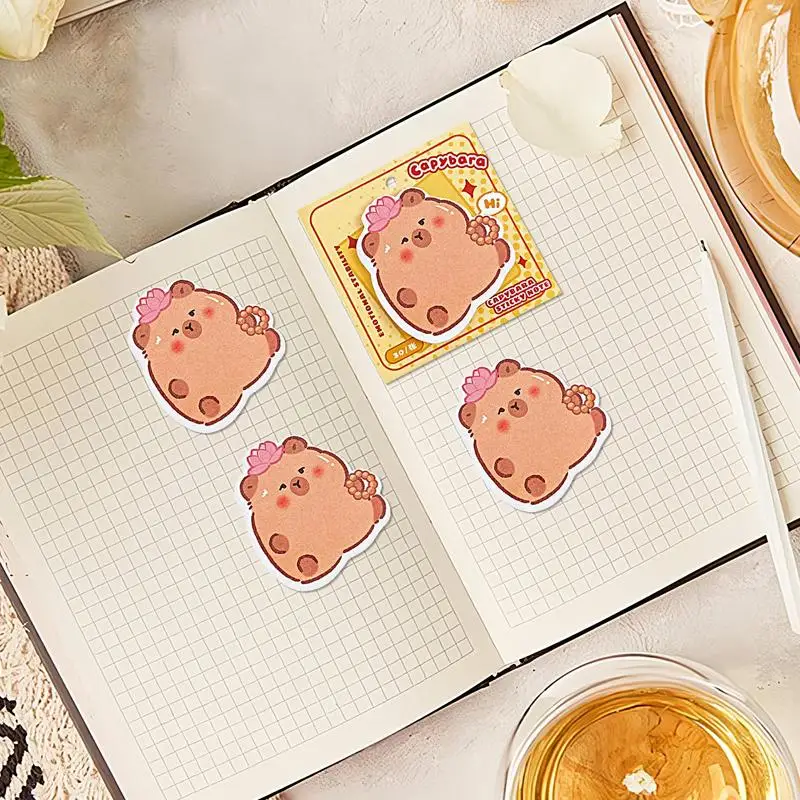 Cute Cartoon Capybara Sticky Note Memo Cute Sticky Notes Irregular Notepaper 30 Sheet Tearable Sticker Stationery Supplies