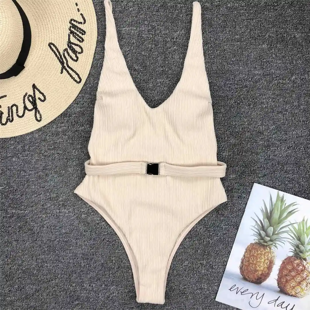 6 Farben, sexy Damen-Badeanzug, gerippt, mit hohem Beinausschnitt, einteiliger Badeanzug für Damen, mit Gürtel, Badebekleidung, Monokini, Damenmodell V1159SW. – Detail 31