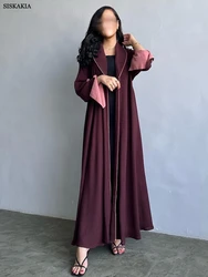 Siskakia Fashion Solid Casual Open Kimono Abayas Jalabiya Saudi Robe Femme Mosslim Ramadan Clothing Galabia Kabaya Islam Kaftan