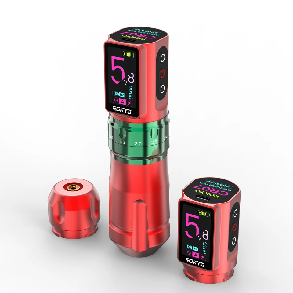 Máquina de tatuaje inalámbrica con trazo ajustable 2.4-4.2mm, batería recargable 2000mAh para suministros profesionales PMU 5