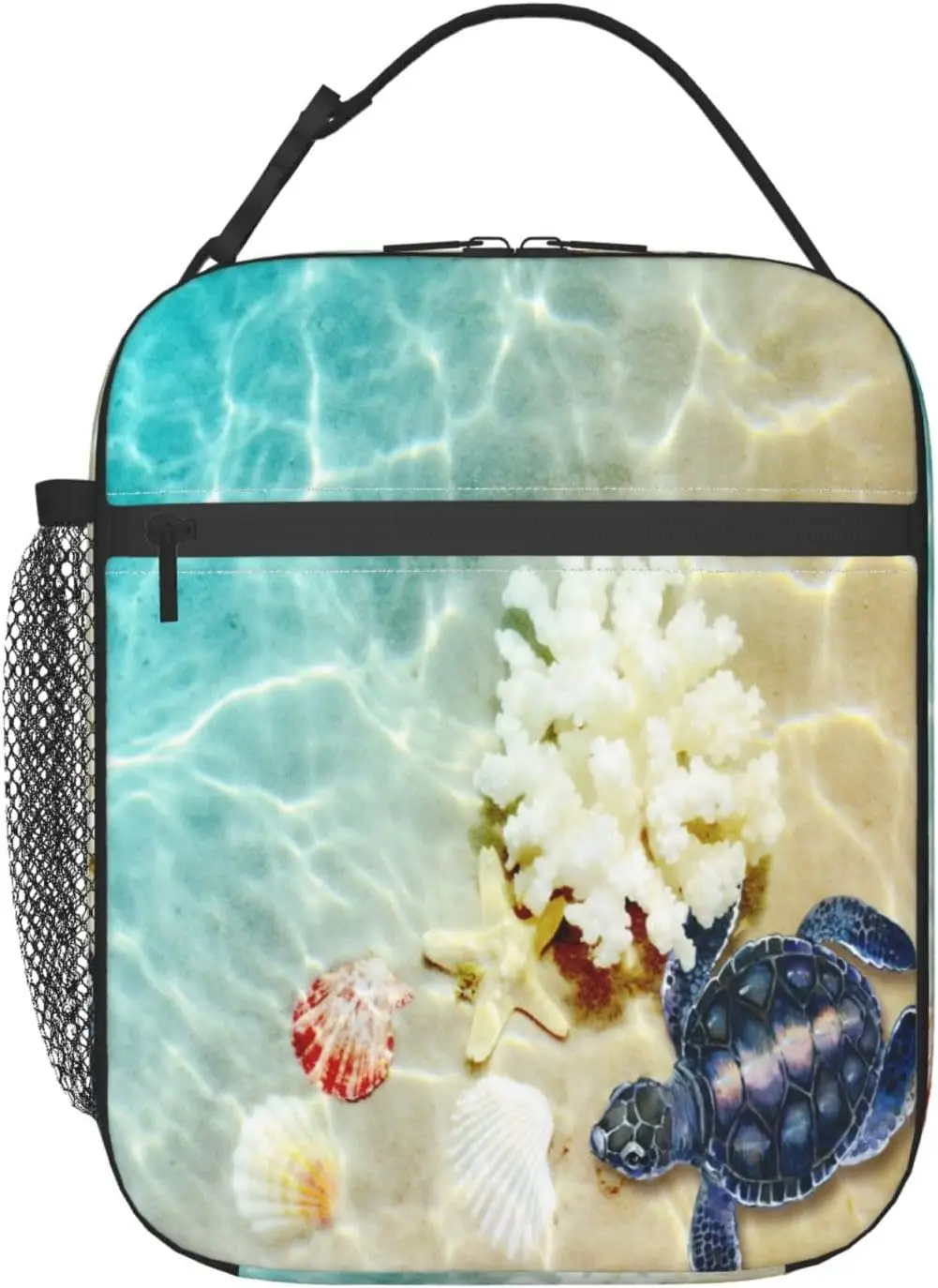 

LunchOcean Sea Beach Turtle Bag Box for Women Men Adults Insulated Reusable Bags Leakproof Thermal Cooler Bag