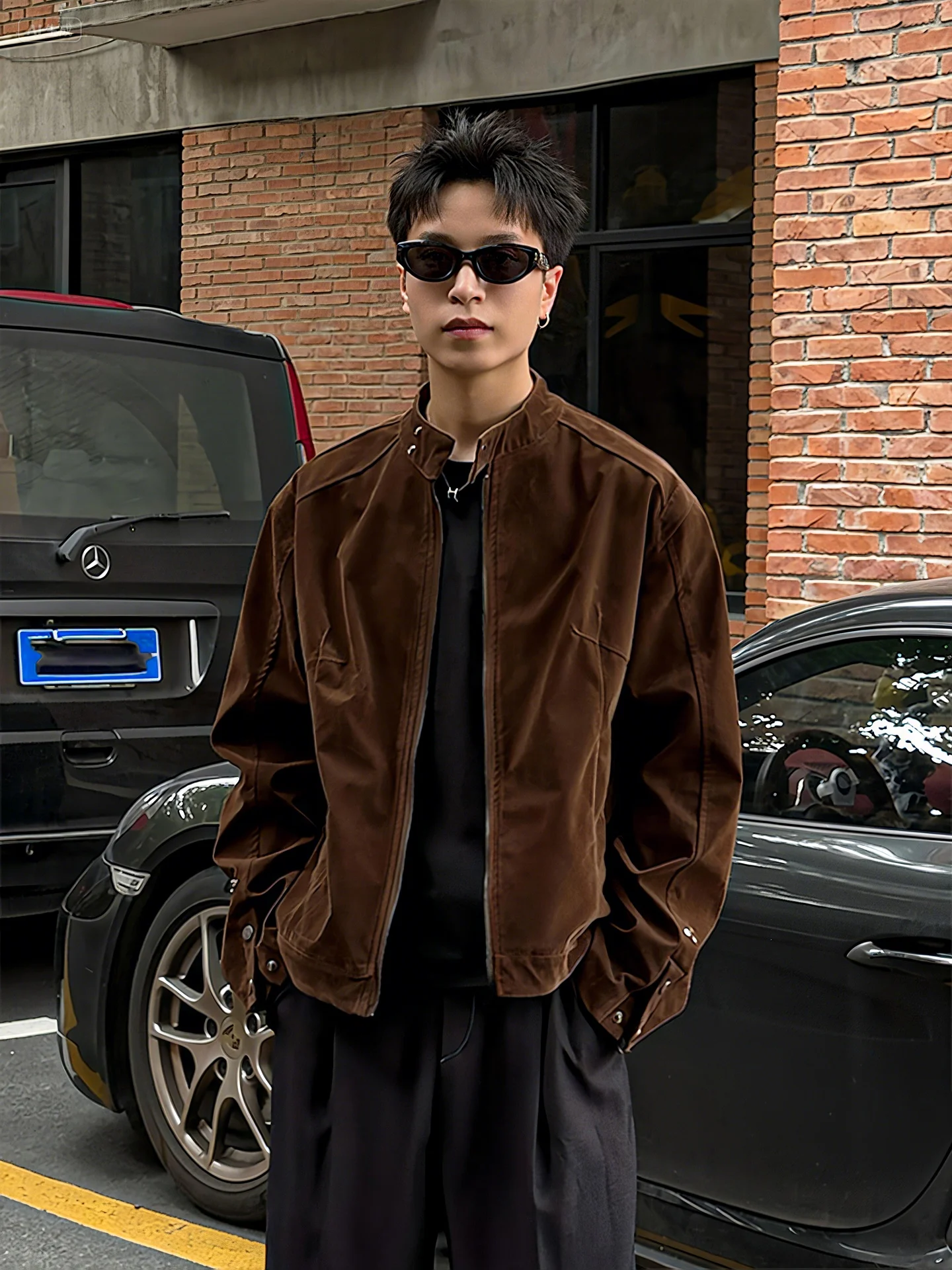 

Коричневый замшевый джет мужской ор Vintage Harrington Jaet American Sle воротник-стойка бейсбол orm осенняя верхняя одежда