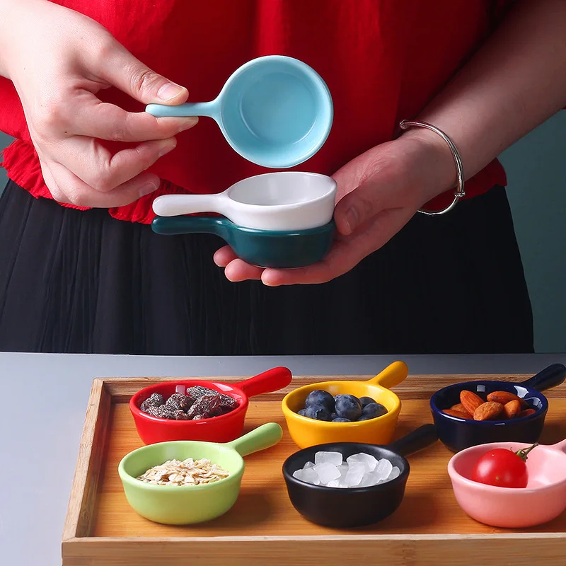 

Mini Ceramic Tray With Handle Sushi Soy Sauce Vinegar Pan Seasoning Plate Condiment Container Home Bowl Kitchen Supplies
