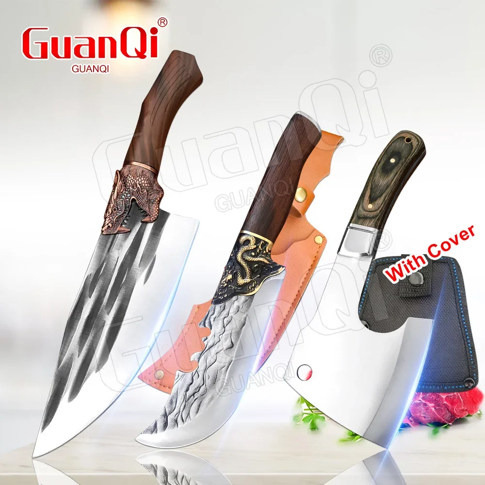 

Stainless Steel Meat Chopping AXE Butcher Knife Full Tang Sharp Bone Knife Outdoor Cutter Slicer Cleaver Tools For Cooking