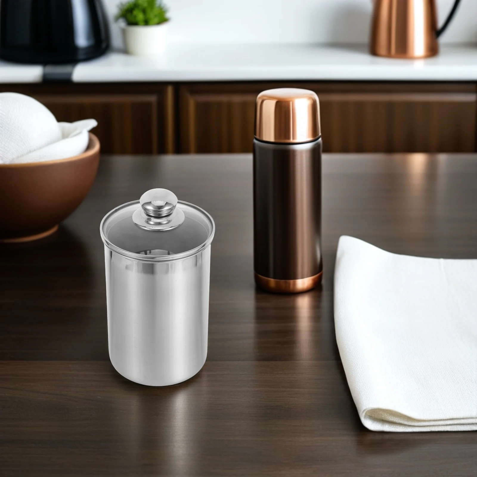 

1750Ml Food Storage Jars Stainless Steel Sealed Container Coffee Beans Snacks Container Kitchen Tools Home Travel Transparent