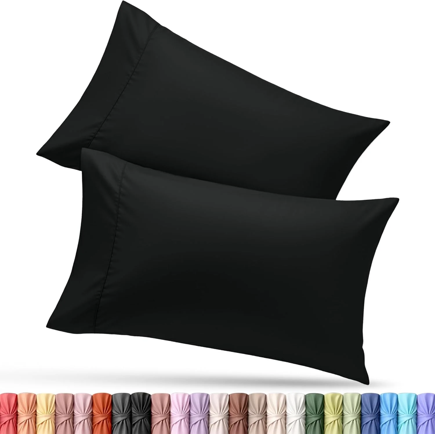 Image of 2er-Pack Mikrofaser-Kissenbezüge in Uni-Farben, Umschlagverschluss, Maschinenwaschbar, Gewebter Stoff, für Schlafzimmer, Wohnzimmer
