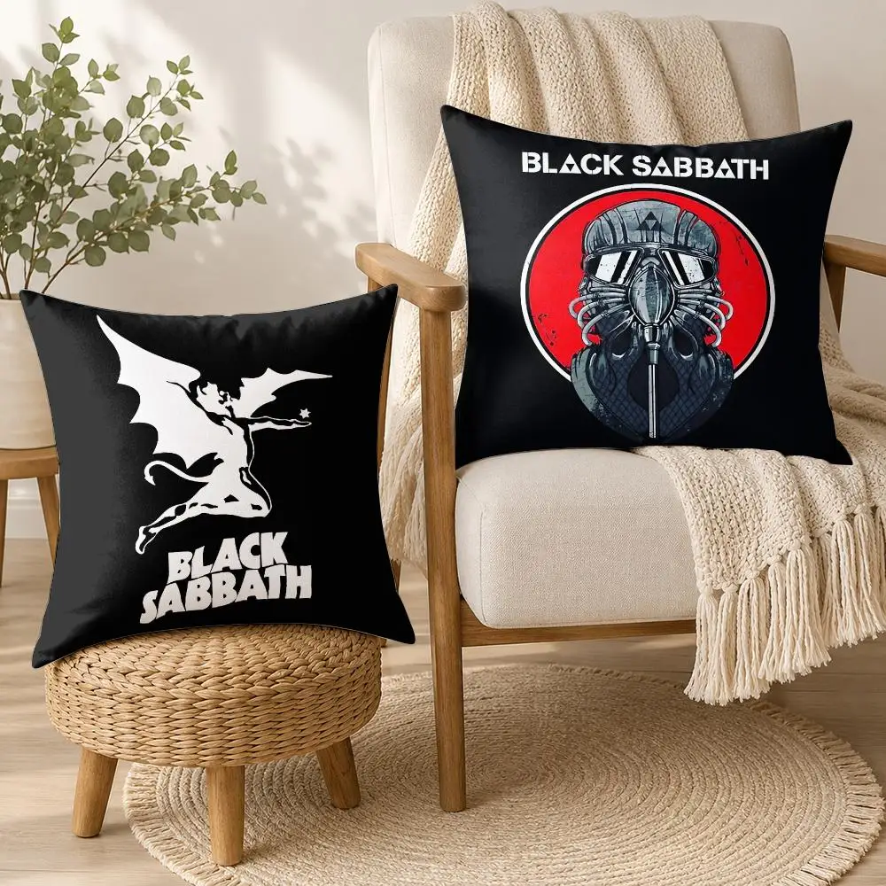 Black S-Sabbath Rock Band Cushion Cover Square Decorative Throw Pillow 40x40cm For Sofa Bedroom Living Room Home Decor