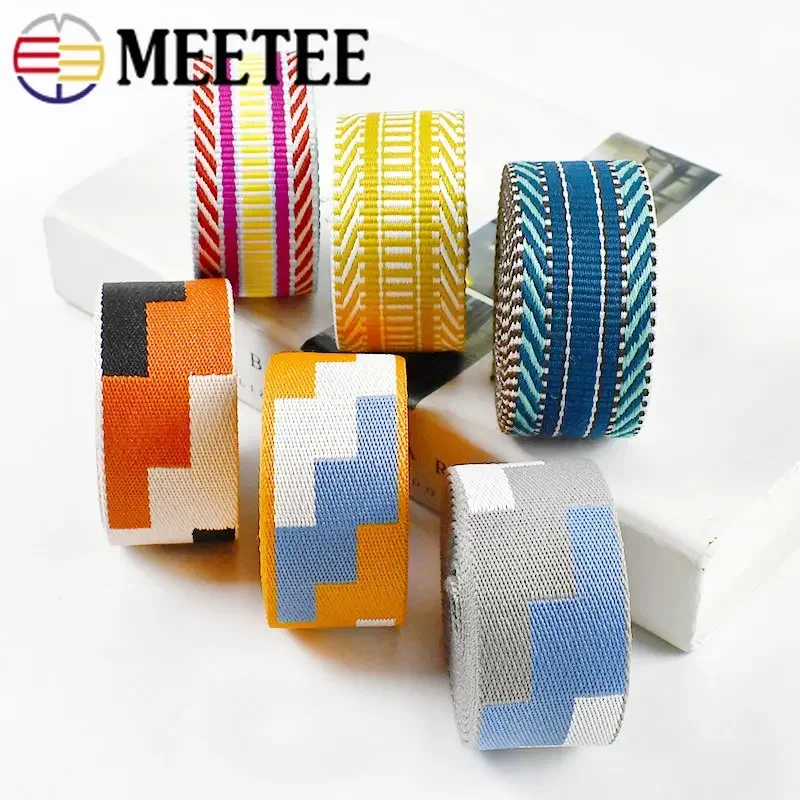 2/5Meters 38mm Jacquard Nylon Webbing Tape Backpack Shoulder Bag Strap Decorative Embroidered Ribbon Belt DIY Sewng Accessories