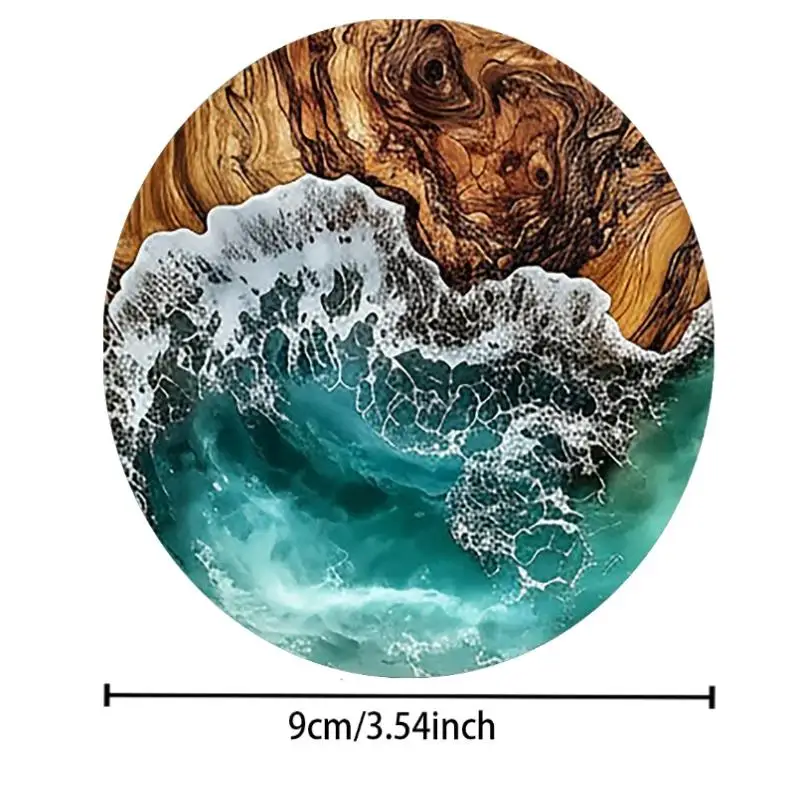 6pcs For Coffee/Tea Mugs, Beach Theme Home Decor Ocean Wave & Wood Grain Coasters Set Heat-Resistant Drink Coasters