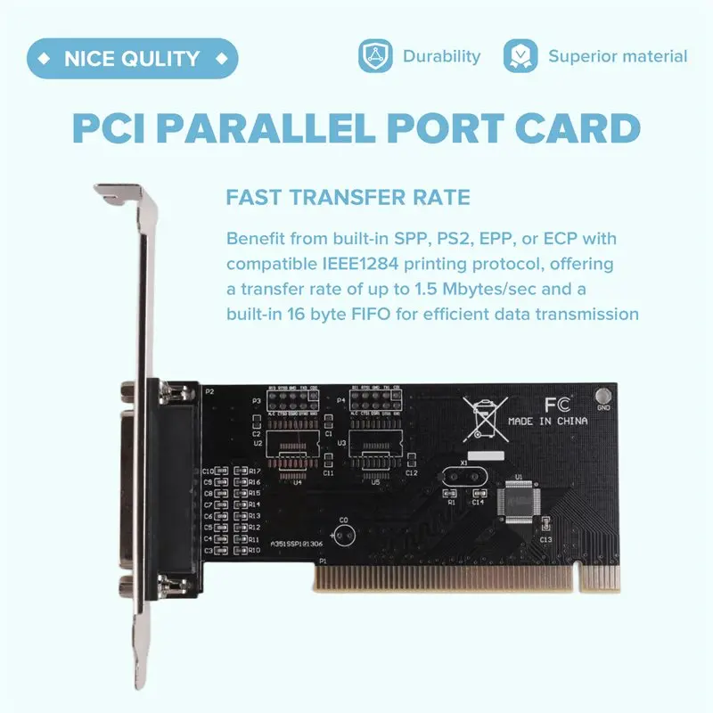 A42T-PCI To DB25 Parallel Port Expansion Card PCI Parallel Port Converter Adapter Controller For Desktop PC Printer