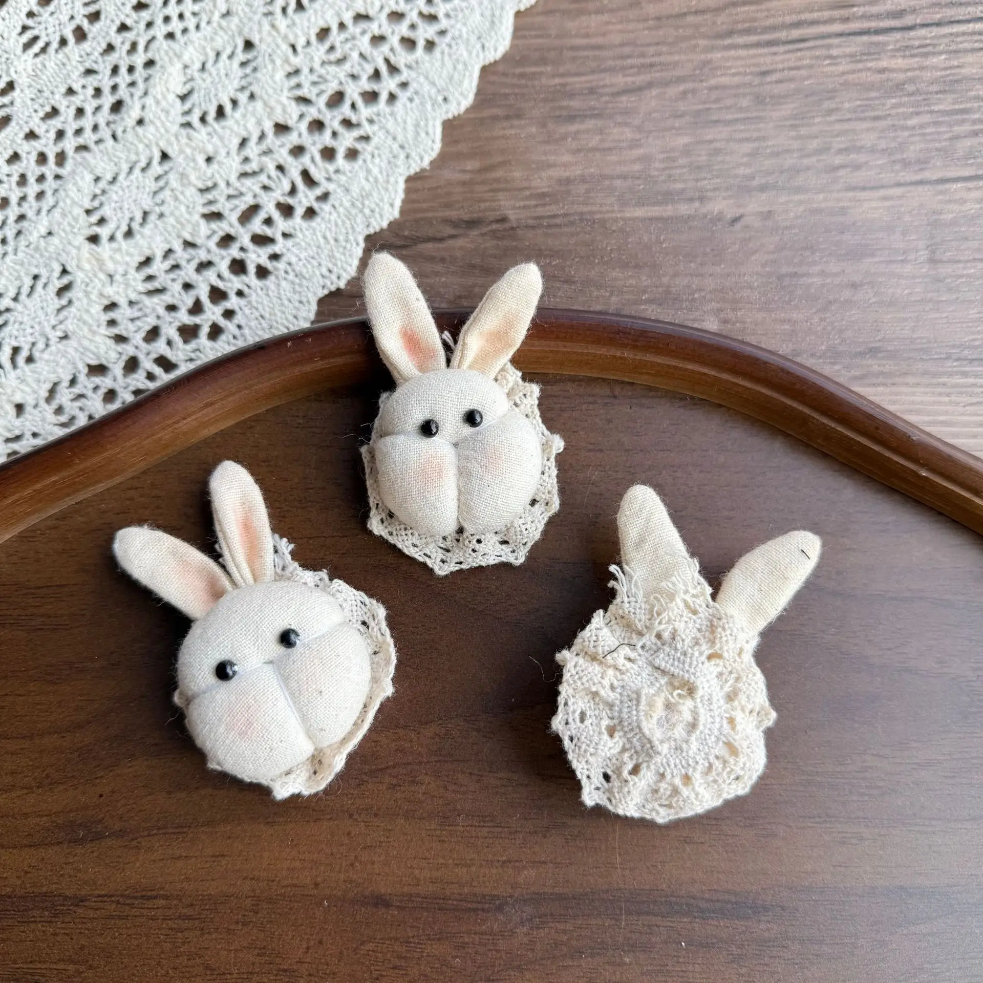 Stuffed Cotton Blush Bunny Brooch Pin Kawaii Woodland Charm DIY for Apparel Headwear Footwear Embellishment Handmade Cute