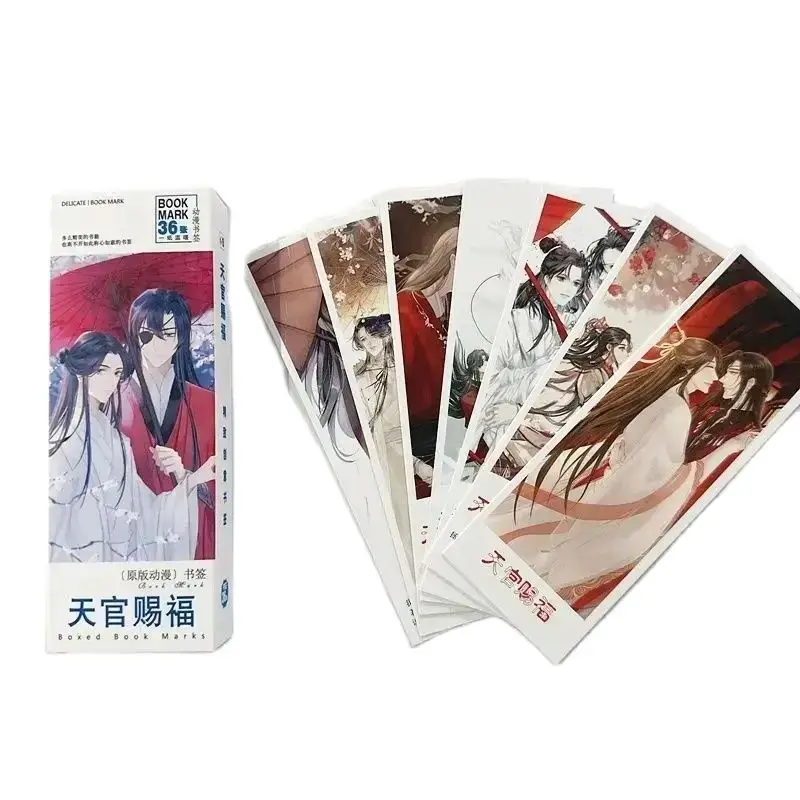 36 Pcs/Set Anime Heaven Official\'s Blessing Paper Bookmarks Tian Guan Ci Fu Book Holder Message Card Gift Stationery