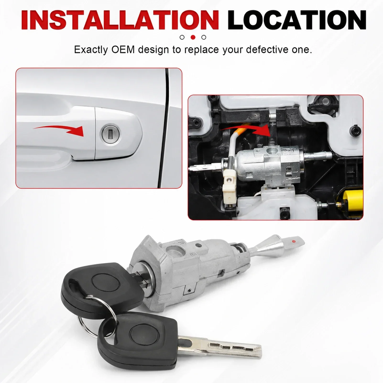 Door Lock Cylinder Barrel With 2 Keys 2H0837168 for Volkswagen Amarok Phaeton Door Lock Core Front Door Lock Barrel Repair Kit