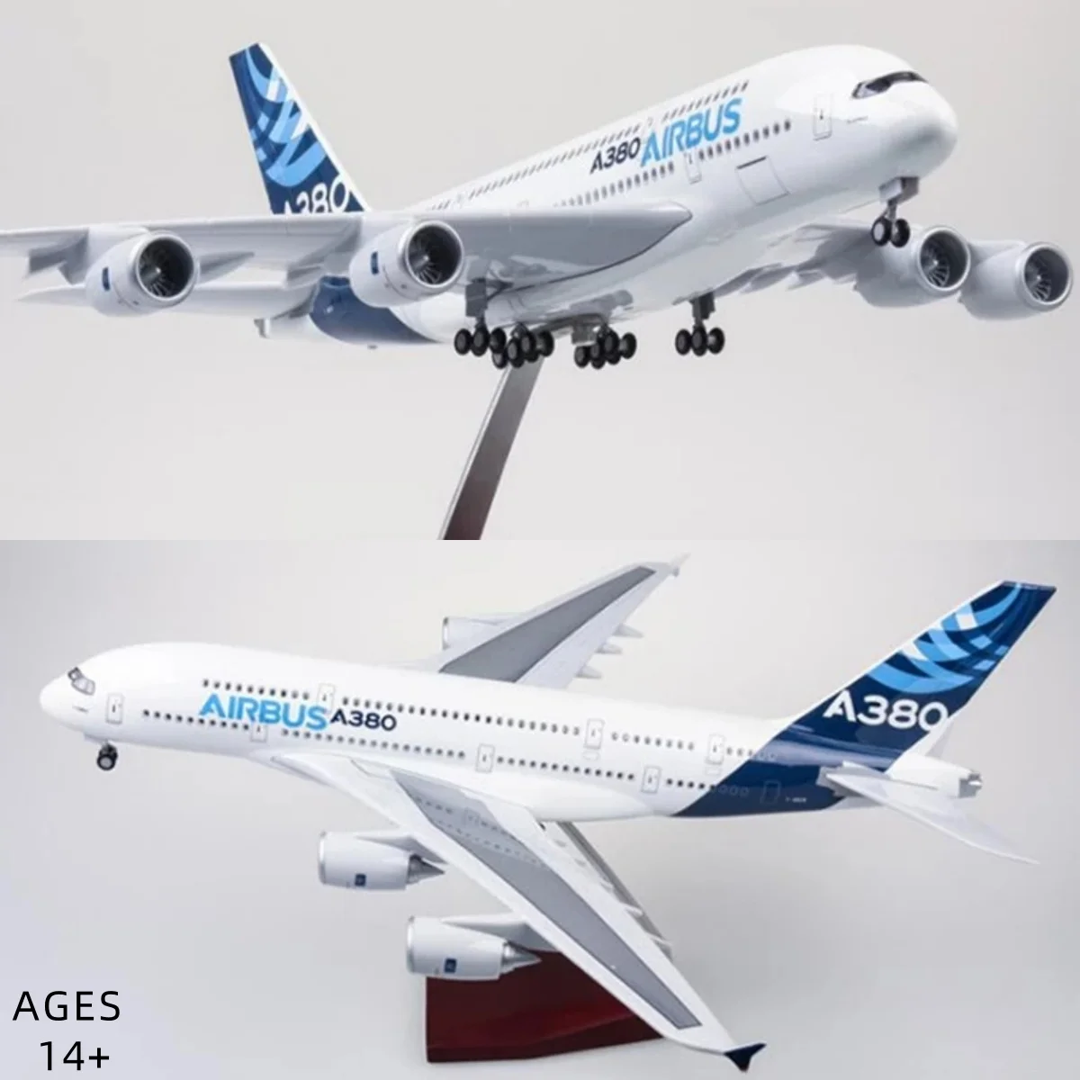 

45.5cm Airplane Model 1/160 Scale A380 Prototype Airline Aircraft with Light & wheels Die-Cast Plastic Resin Model Collectible