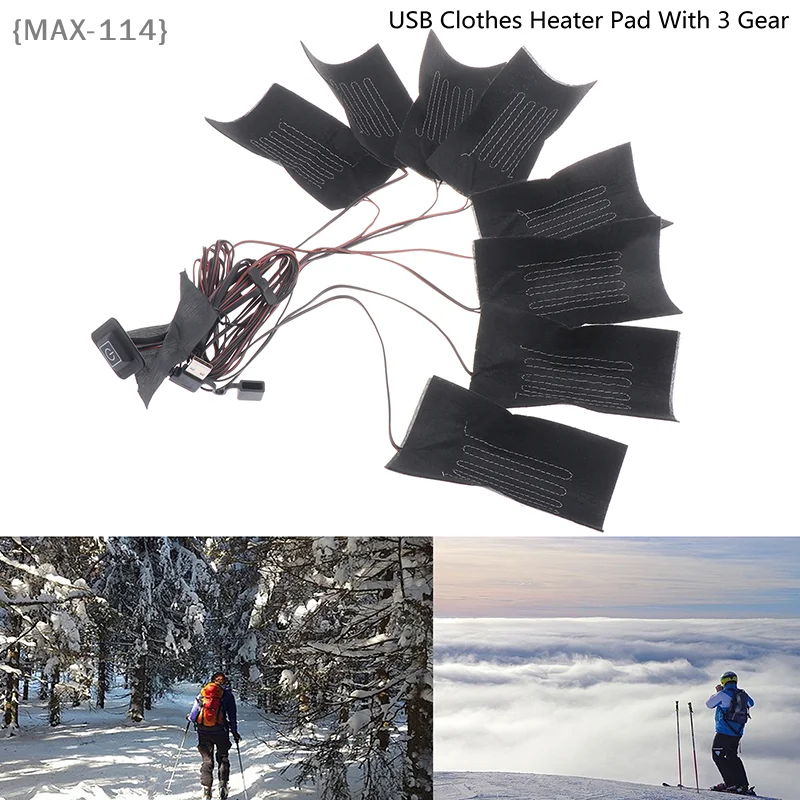 【Ja】8-in-1 USB Heater Pad for Clothing - 3 Gear Adjustable Temperature Electric Heating Sheet, Warmer for Vest & Jacket