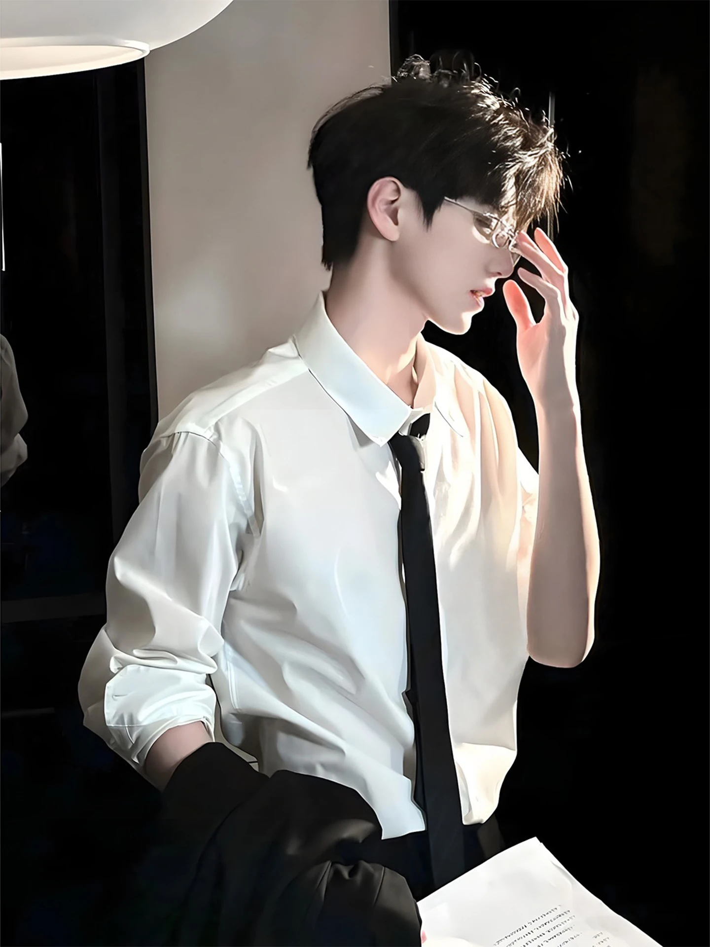

Cleanfit White Long Sve Men's irt American College Sle Godfather Coat Casual Breathable Polyester Spring Autumn Wear