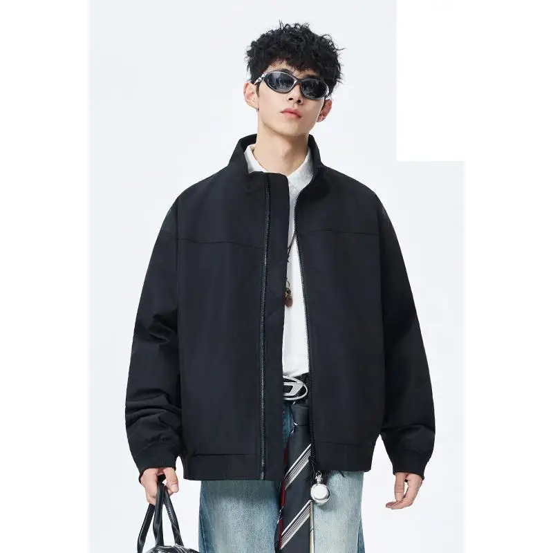 Winter plus Size Zip-Up Bomber Jacket M-XXXXXL Thick Warm Long Sleeve Solid Color Men's Outdoor Streetwear Coat
